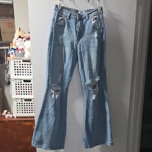 Rue21 Light Blue Distressed Wide Leg Jeans